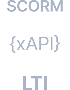 Supports SCORM,  xAPI, and LTI for seamless integration