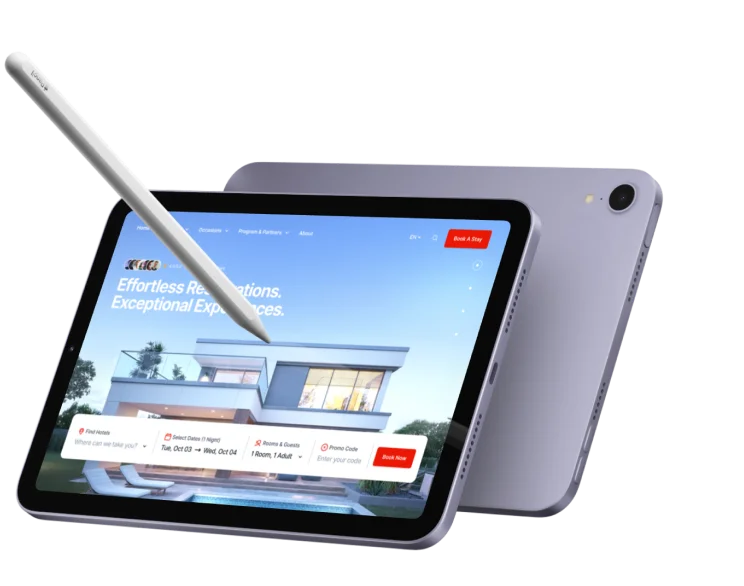 Hotel booking system on a tablet