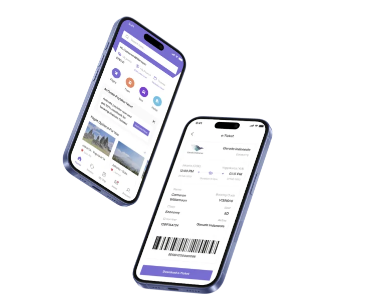 Booking mobile app on a phone