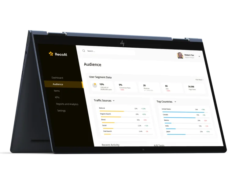 Ecommerce seller dashboard on a tablet