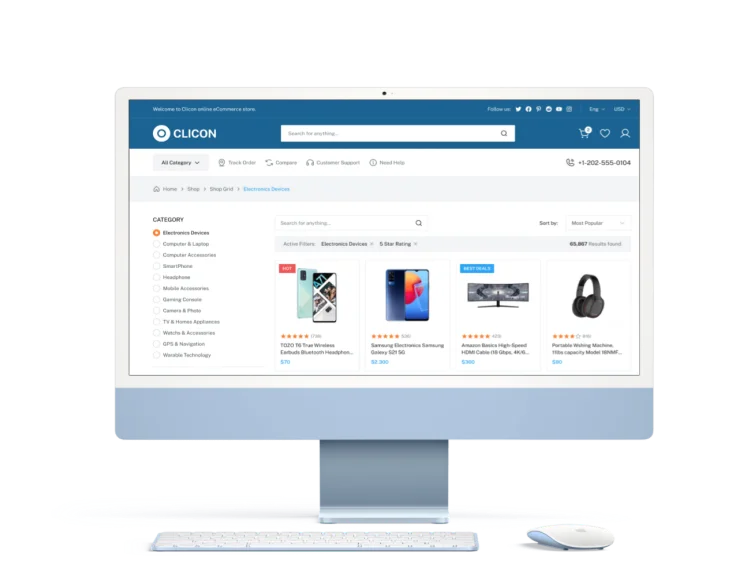 Multi-vendor marketplace on a laptop