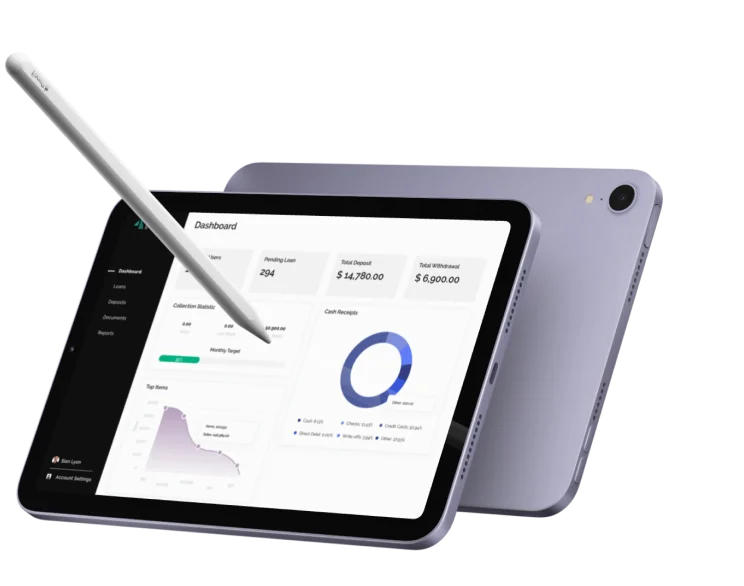 Digital banking platform on a tablet
