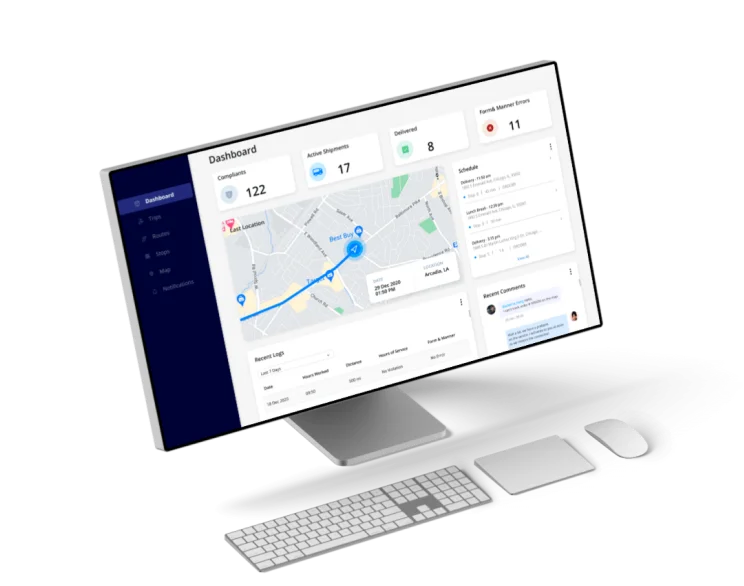 Logistics management system on a laptop