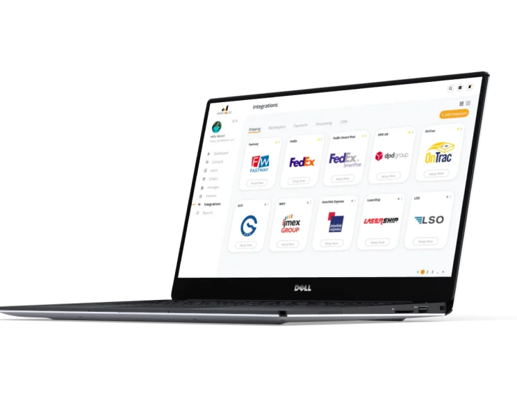 Warehouse management system on a laptop